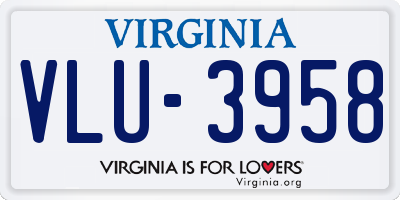 VA license plate VLU3958
