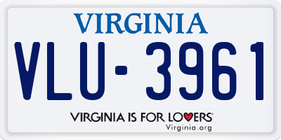 VA license plate VLU3961