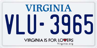 VA license plate VLU3965