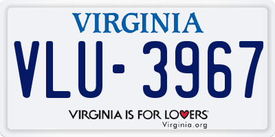 VA license plate VLU3967