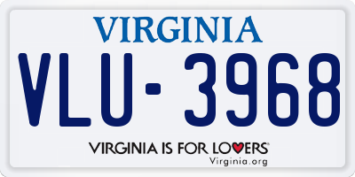 VA license plate VLU3968