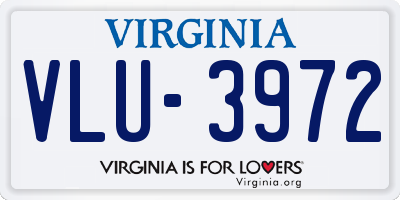 VA license plate VLU3972