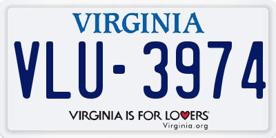 VA license plate VLU3974