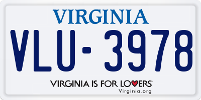 VA license plate VLU3978
