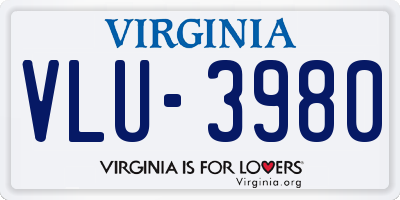 VA license plate VLU3980