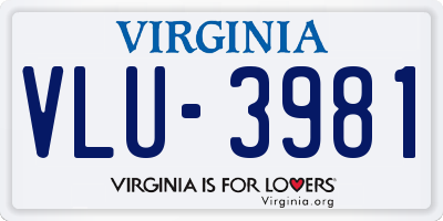VA license plate VLU3981