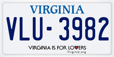 VA license plate VLU3982