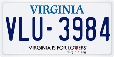 VA license plate VLU3984