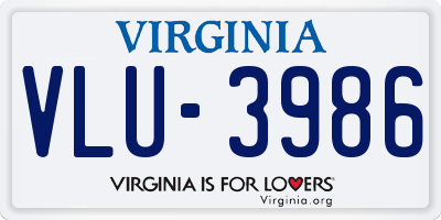 VA license plate VLU3986