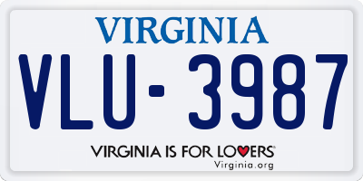 VA license plate VLU3987