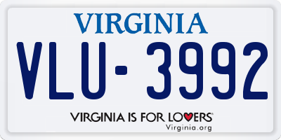 VA license plate VLU3992