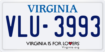 VA license plate VLU3993