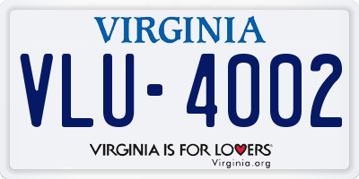 VA license plate VLU4002