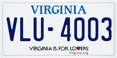 VA license plate VLU4003