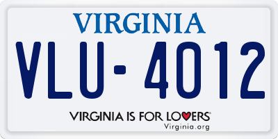 VA license plate VLU4012