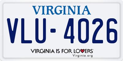 VA license plate VLU4026