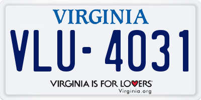 VA license plate VLU4031