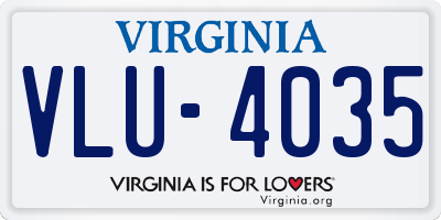 VA license plate VLU4035