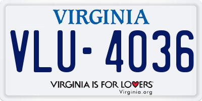 VA license plate VLU4036