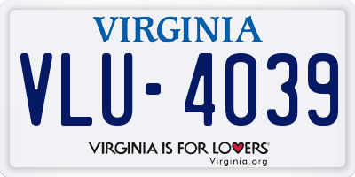 VA license plate VLU4039