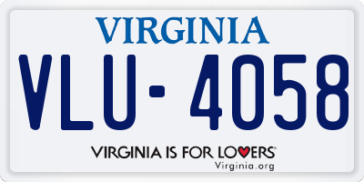 VA license plate VLU4058