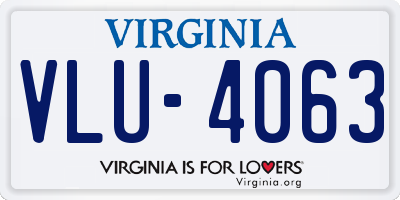 VA license plate VLU4063