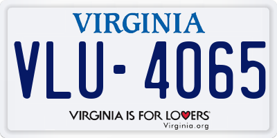 VA license plate VLU4065