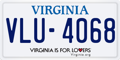 VA license plate VLU4068