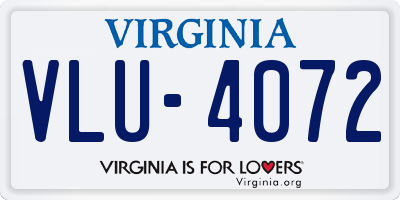 VA license plate VLU4072