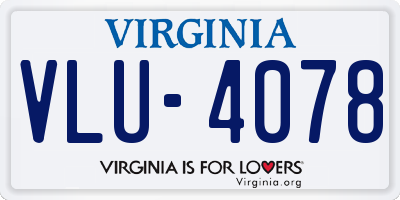 VA license plate VLU4078