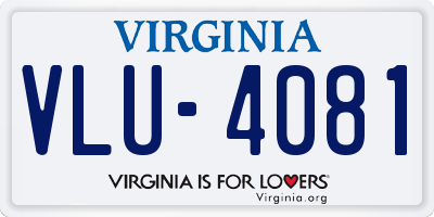 VA license plate VLU4081