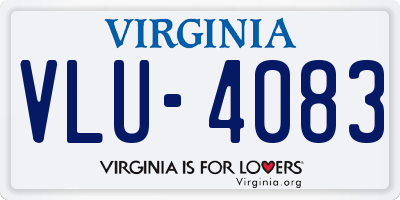 VA license plate VLU4083