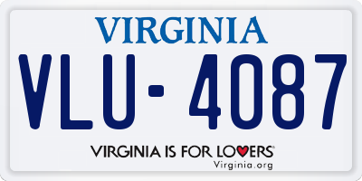 VA license plate VLU4087