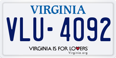 VA license plate VLU4092