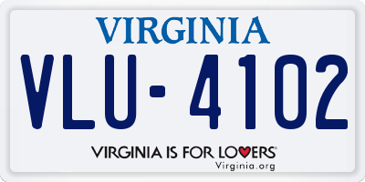 VA license plate VLU4102