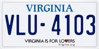 VA license plate VLU4103