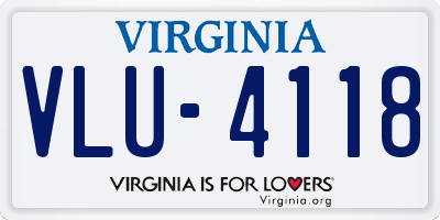 VA license plate VLU4118