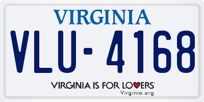 VA license plate VLU4168