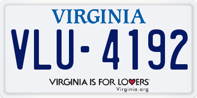 VA license plate VLU4192