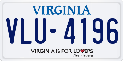 VA license plate VLU4196
