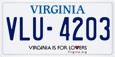VA license plate VLU4203