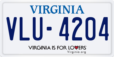 VA license plate VLU4204