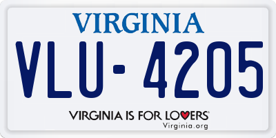 VA license plate VLU4205