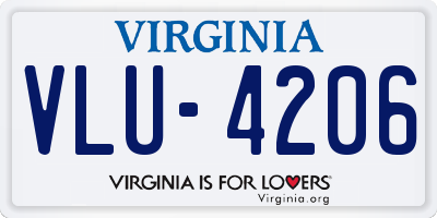 VA license plate VLU4206
