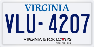 VA license plate VLU4207