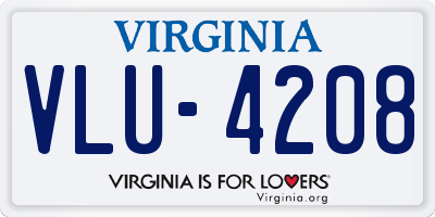 VA license plate VLU4208