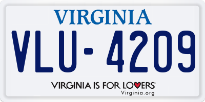 VA license plate VLU4209