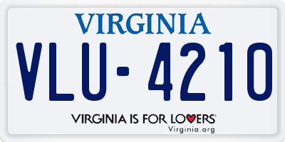 VA license plate VLU4210