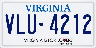 VA license plate VLU4212
