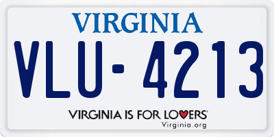 VA license plate VLU4213